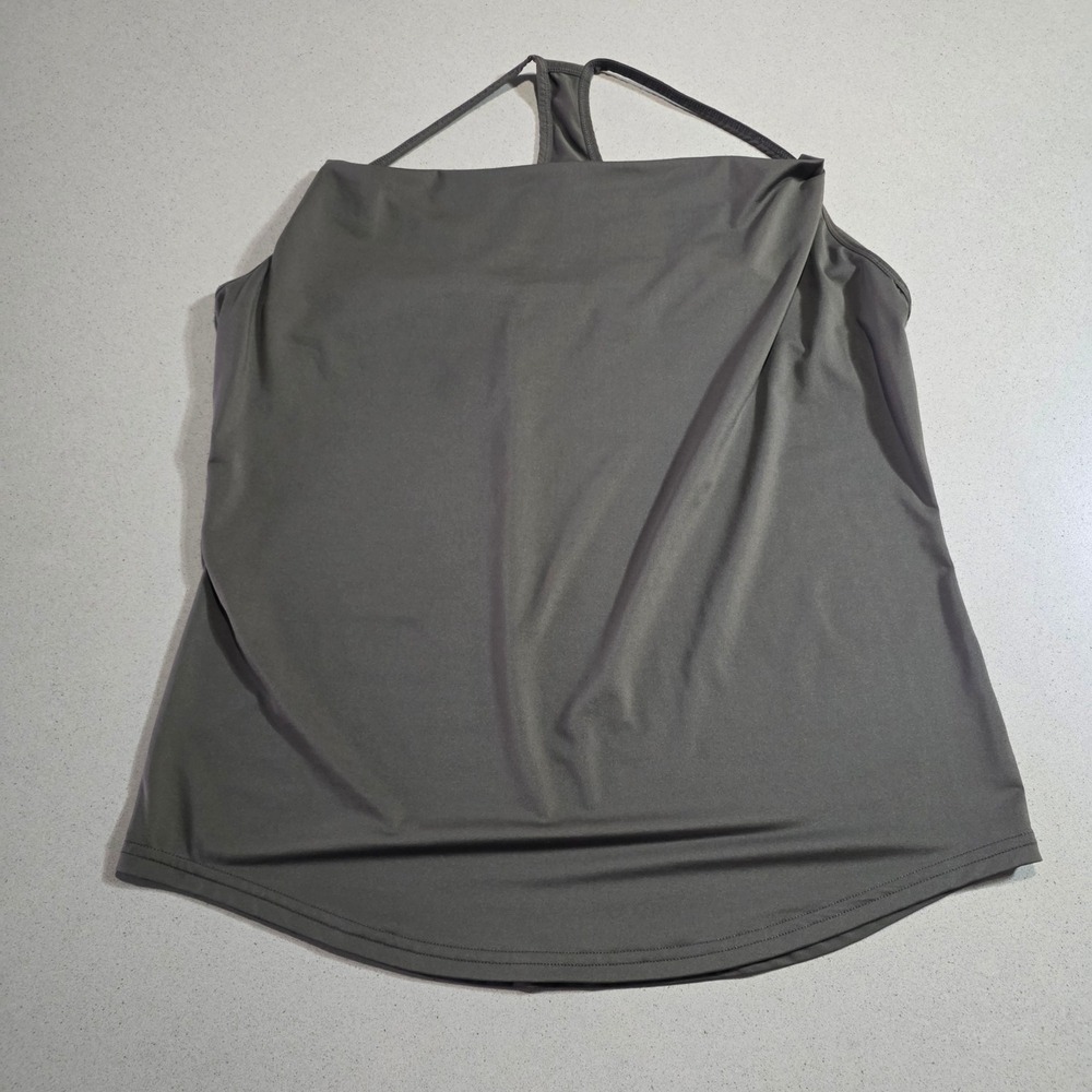 Fabletics Womens Olive Green Racerback‎ Draped Neck Activewear Tank Top Size M